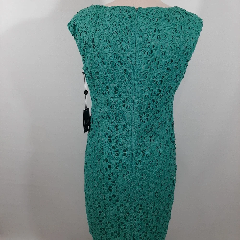 NWT Adriana Papell lace overlay turquoise blue dress 10 - Picture 6 of 15